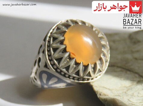 انگشتر نقره عقیق یمنی زرد مردانه [شرف الشمس] - 47162